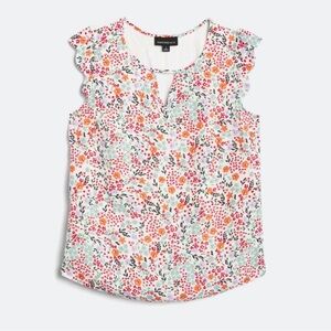 NWT Fortune + Ivy Dina scallop sleeve mixed material blouse, size medium
